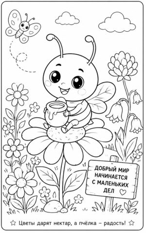 Happy Bee Coloring Page